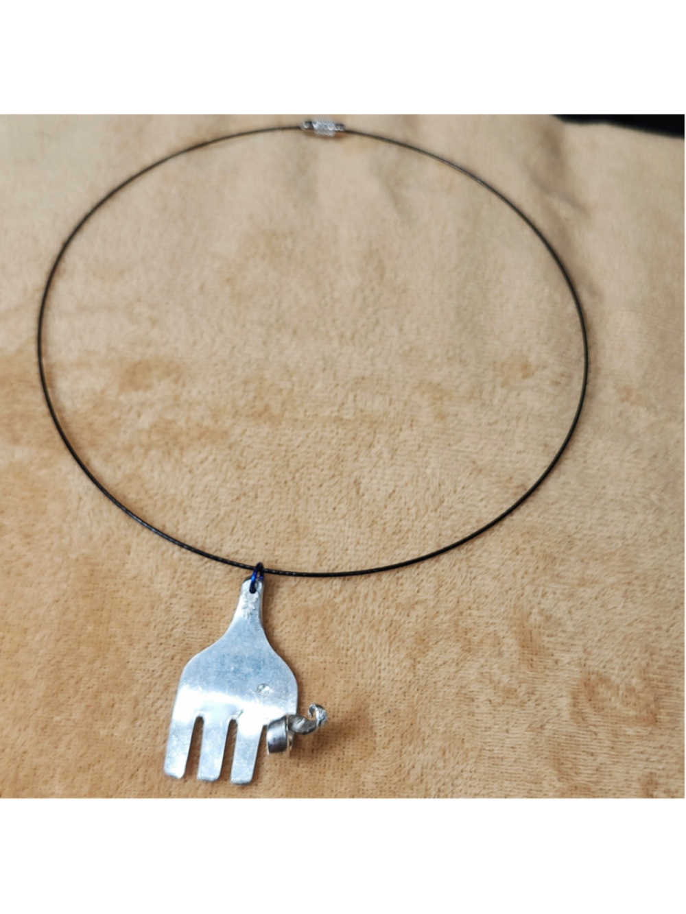 Fork finger Elephant Pendant choker Necklace Handmade jewelry
